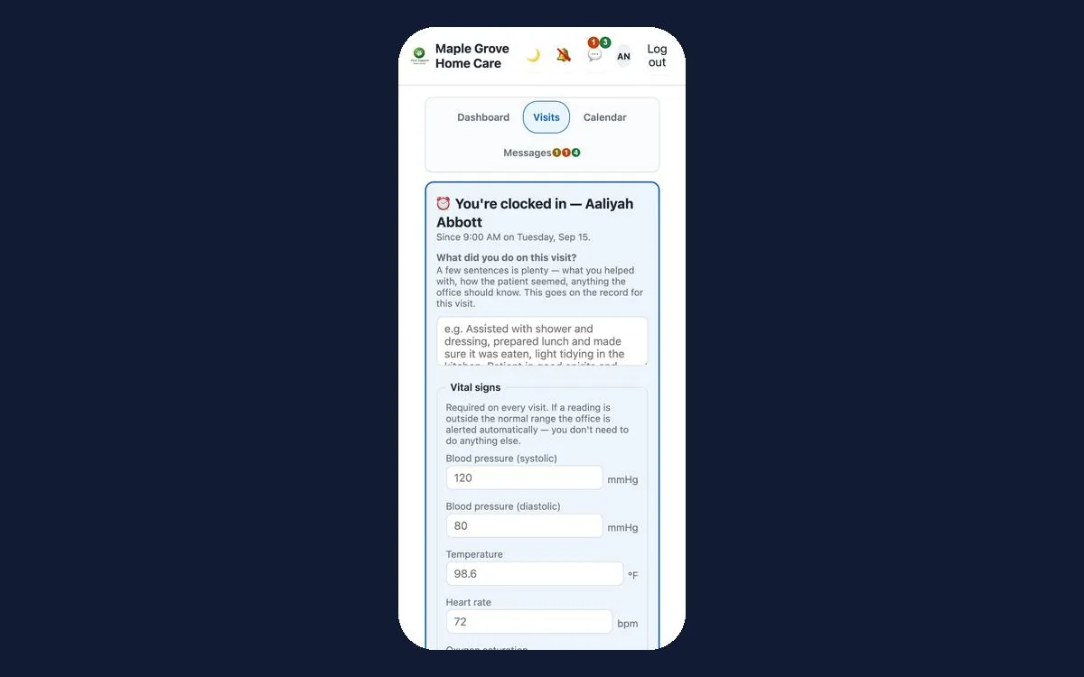 The caregiver app